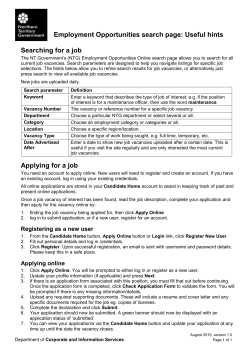 Employment Opportunities search page: Useful hints
