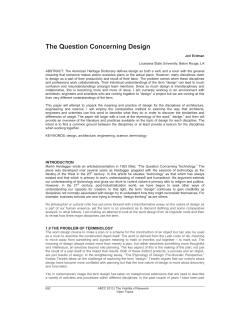 The Question Concerning Design - Enquiry: The ARCC Journal of