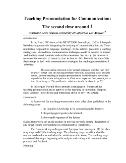 Teaching Pronunciation for Communication: The second time