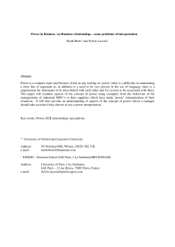 Power in Business &ndash;to-Business relationships