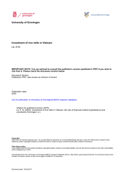 University of Groningen Investment of rice mills in Vietnam Le