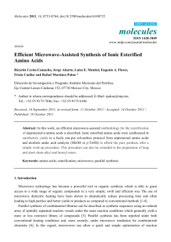 Efficient Microwave-Assisted Synthesis of Ionic Esterified Amino Acids