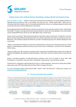 Solvay moves into medical devices launching a unique dental care