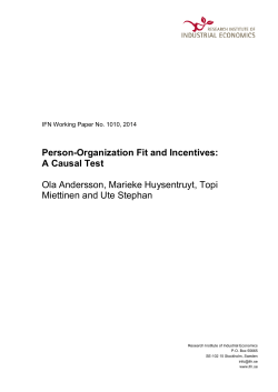 Person-Organization Fit and Incentives: A Causal Test Ola