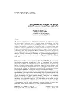 Individualism&plusmn;collectivism, life events, and self