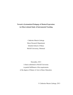 Toward a Systematized Pedagogy of Musical Expression: An