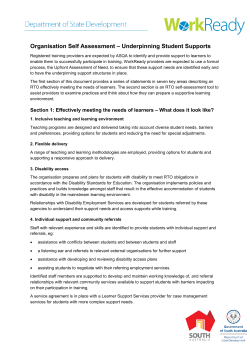 Organisation Self Assessment &ndash; Underpinning Student Supports