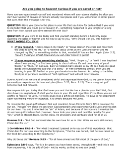 Are you going to heaven? Curious if you are saved or not?