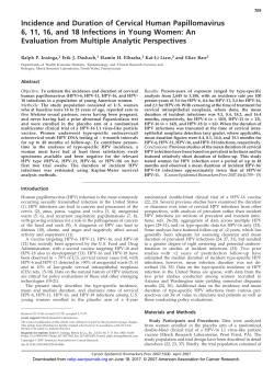 Incidence and Duration of Cervical Human Papillomavirus 6, 11, 16