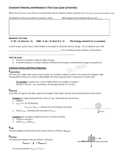Constant Velocity and Newton`s First Law (Law of Inertia)