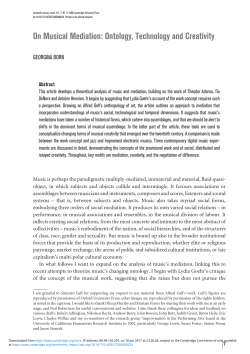On Musical Mediation: Ontology, Technology and Creativity