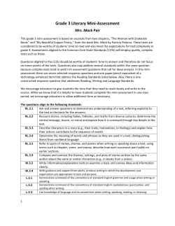 Grade 3 Literary Mini-Assessment