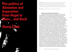 The politics of Alienation and Separation: From Hegel to Marx... and