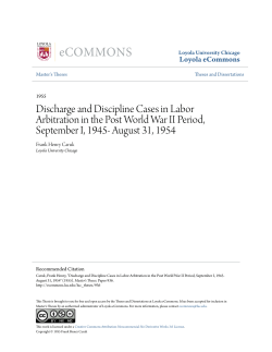 Discharge and Discipline Cases in Labor Arbitration in the Post