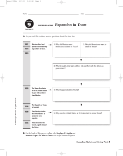 GUIDED READING Expansion in Texas
