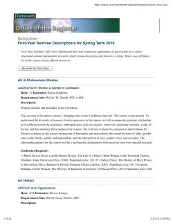 First-Year Seminar Descriptions for Spring Term 2016