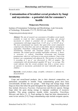 Contamination of breakfast cereal products by fungi and mycotoxins