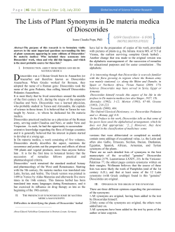The Lists of Plant Synonyms in De materia medica