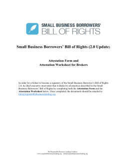 Attestation Form for Brokers - Small Business Borrowers` Bill of Rights