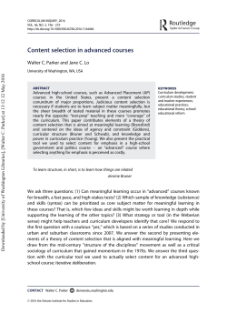 Content selection in advanced courses: Toward meaningful learning