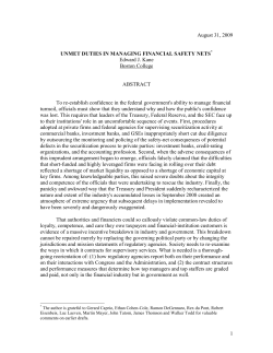 Unmet Duties in Managing Financial Safety Nets