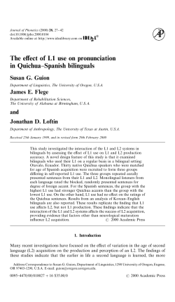 The effect of L1 use on pronunciation in Quichua
