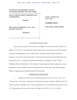 EEOC v. Hillcrest Marshall, Inc. d/b/a Dunkin` Donuts, 15