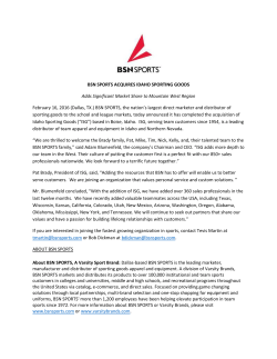 BSN SPORTS ACQUIRES IDAHO SPORTING GOODS Adds