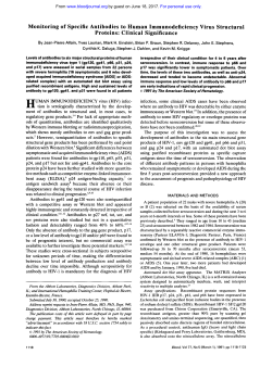 Monitoring of Specific Antibodies to Human Immunodeficiency Virus