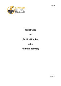 Handbook - registration of political parties in the Northern Territory