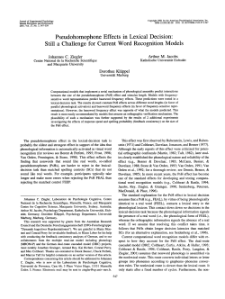 Pseudohomophone Effects in Lexical Decision: Still a Challenge for