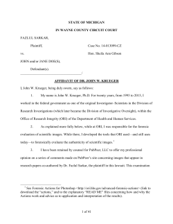 Affidavit of Dr. John W. Krueger