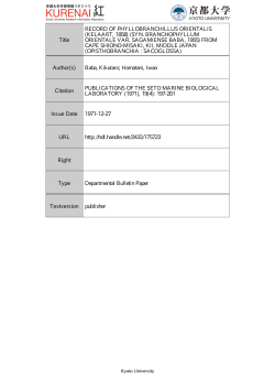 Title RECORD OF PHYLLOBRANCHILLUS ORIENTALIS