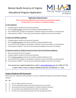 Mental Health America of Virginia Educational Program Application