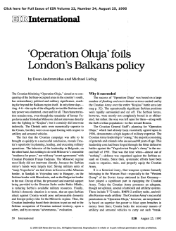 Operation `Oluja` Foils London`s Balkan Plan