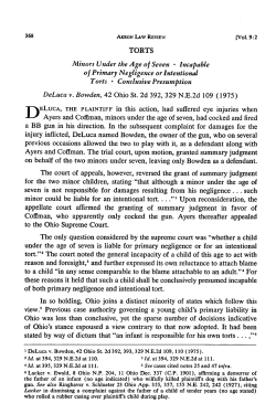 Torts - Minors under the Age of Seven