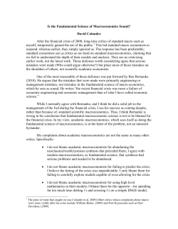 Is the Fundamental Science of Macroeconomics Sound