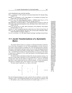 11.1 Jacobi Transformations of a Symmetric Matrix