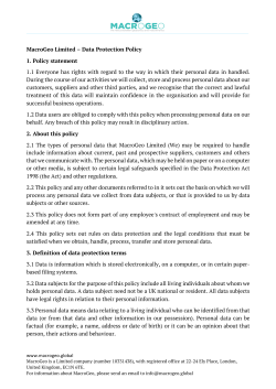 MacroGeo Limited &ndash; Data Protection Policy