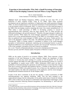 Exporting to Internationalise: Why Only a Small Percentage of