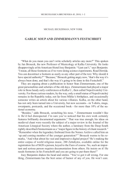 GARLIC SOUP AND ZIMMERMANN`S FESTSCHRIFT