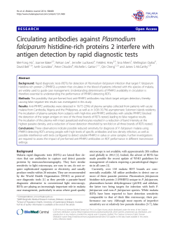 Circulating antibodies against Plasmodium falciparum histidine