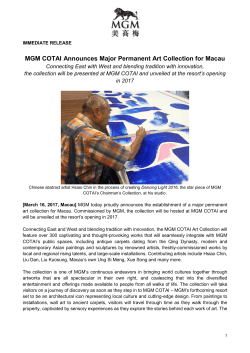 MGM COTAI Announces Major Permanent Art Collection for Macau