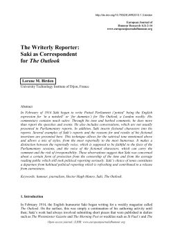 The Writerly Reporter - The European Journal of Humour Research
