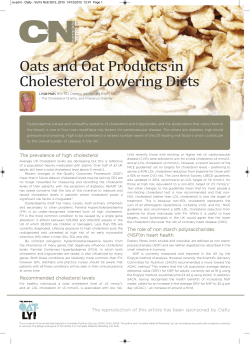 Oats and Oat Products in Cholesterol Lowering Diets