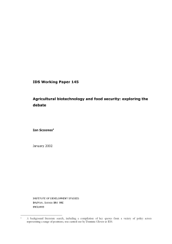 IDS Working Paper 145 Agricultural biotechnology and food security