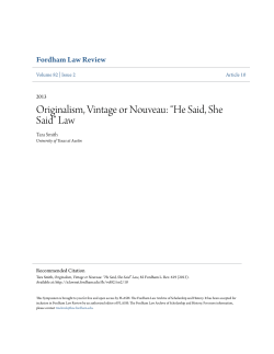 Originalism, Vintage or Nouveau: &ldquo;He Said, She Said&rdquo; Law