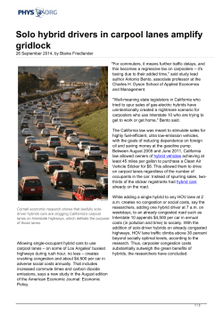 Solo hybrid drivers in carpool lanes amplify gridlock