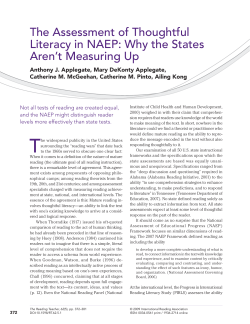 The Assessment of Thoughtful Literacy in NAEP: Why the States
