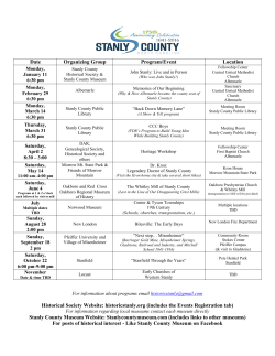 Date Organizing Group Program/Event Location Historical Society